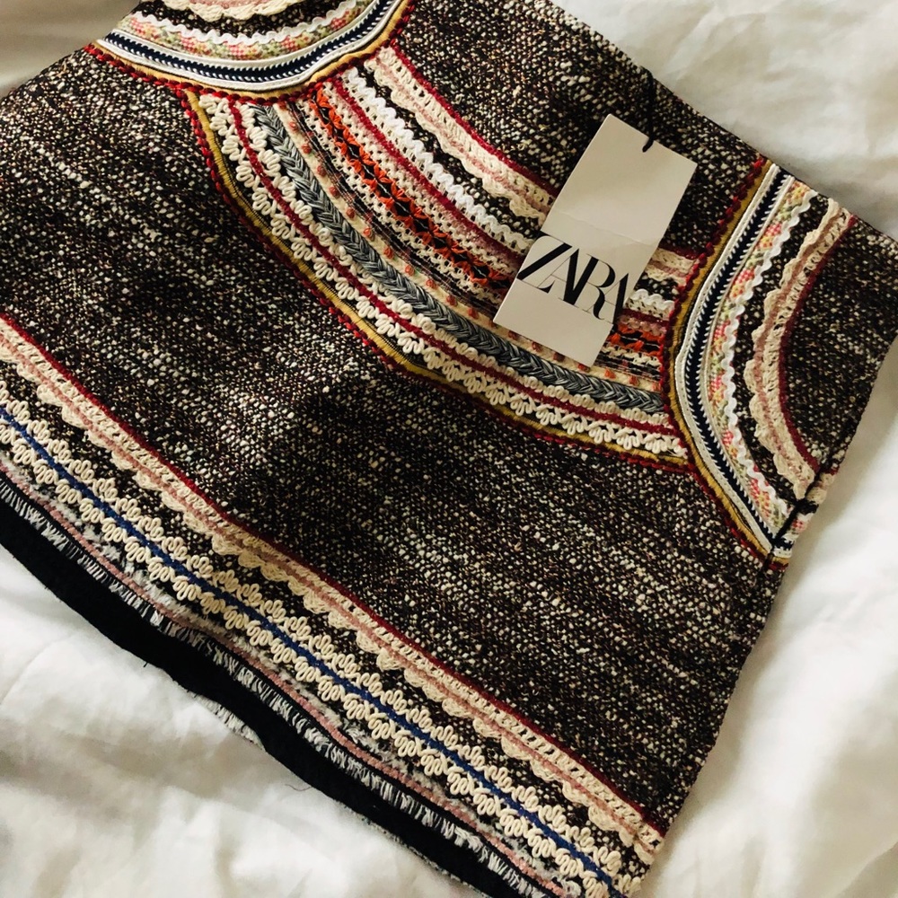 Zara tweed striped crotchet miniskirt- small NWT